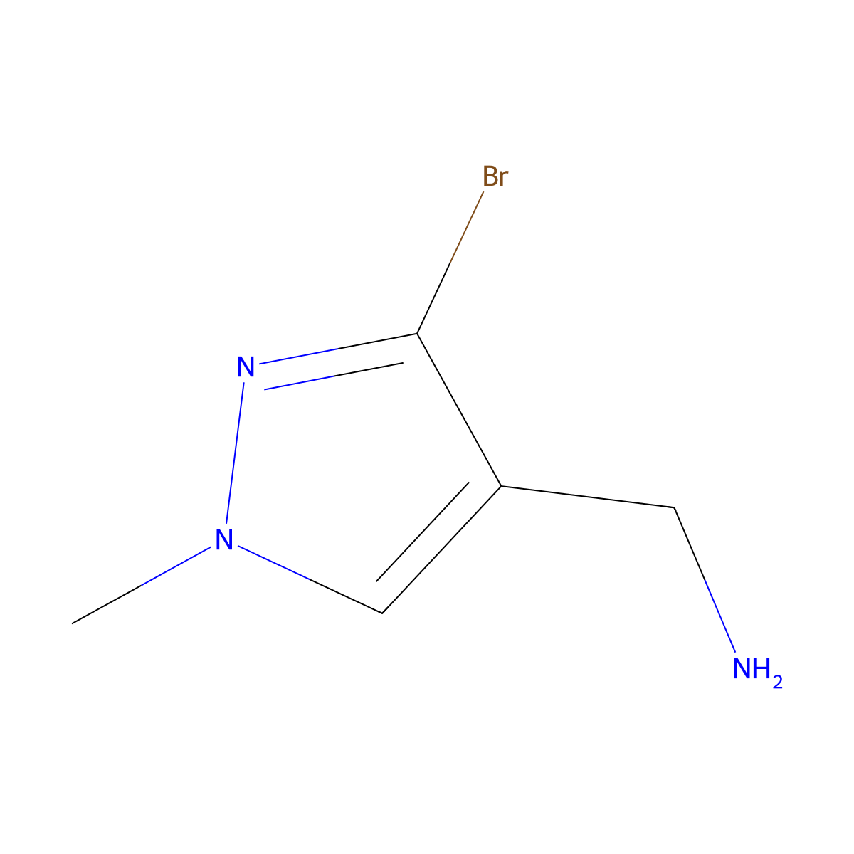 (3-Bromo-1-methyl-1H-pyrazol-4-yl)methanamine molecular structure, CAS 1542747-09-0