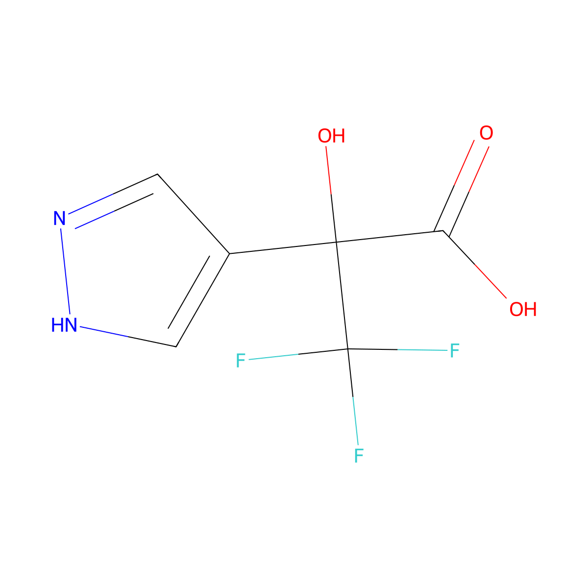 3,3,3-trifluoro-2-hydroxy-2-(1H-pyrazol-4-yl)propanoic acid molecular structure, CAS 1542762-33-3