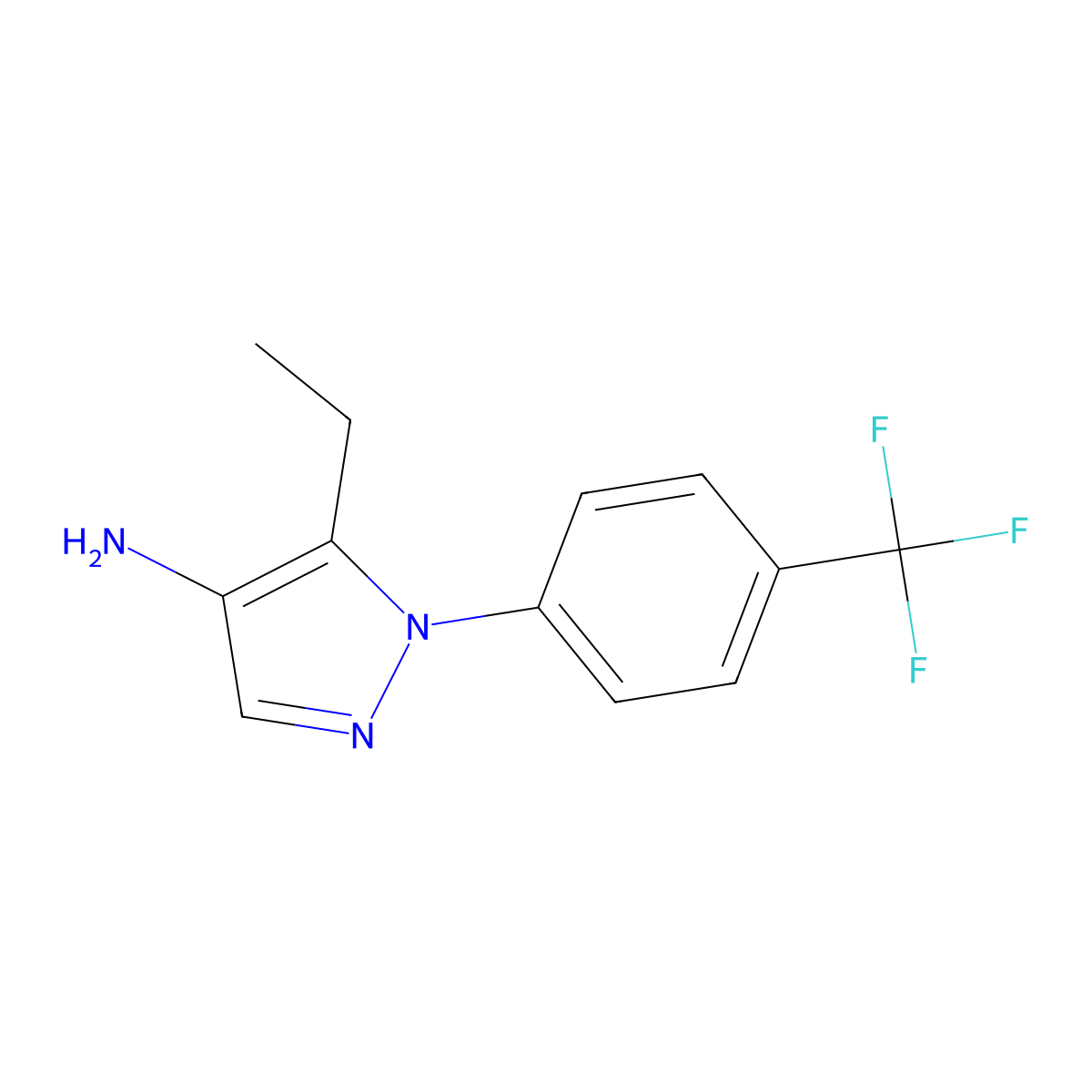 5-Ethyl-1-[4-(trifluoromethyl)phenyl]-1H-pyrazol-4-amine molecular structure, CAS 1542769-22-1