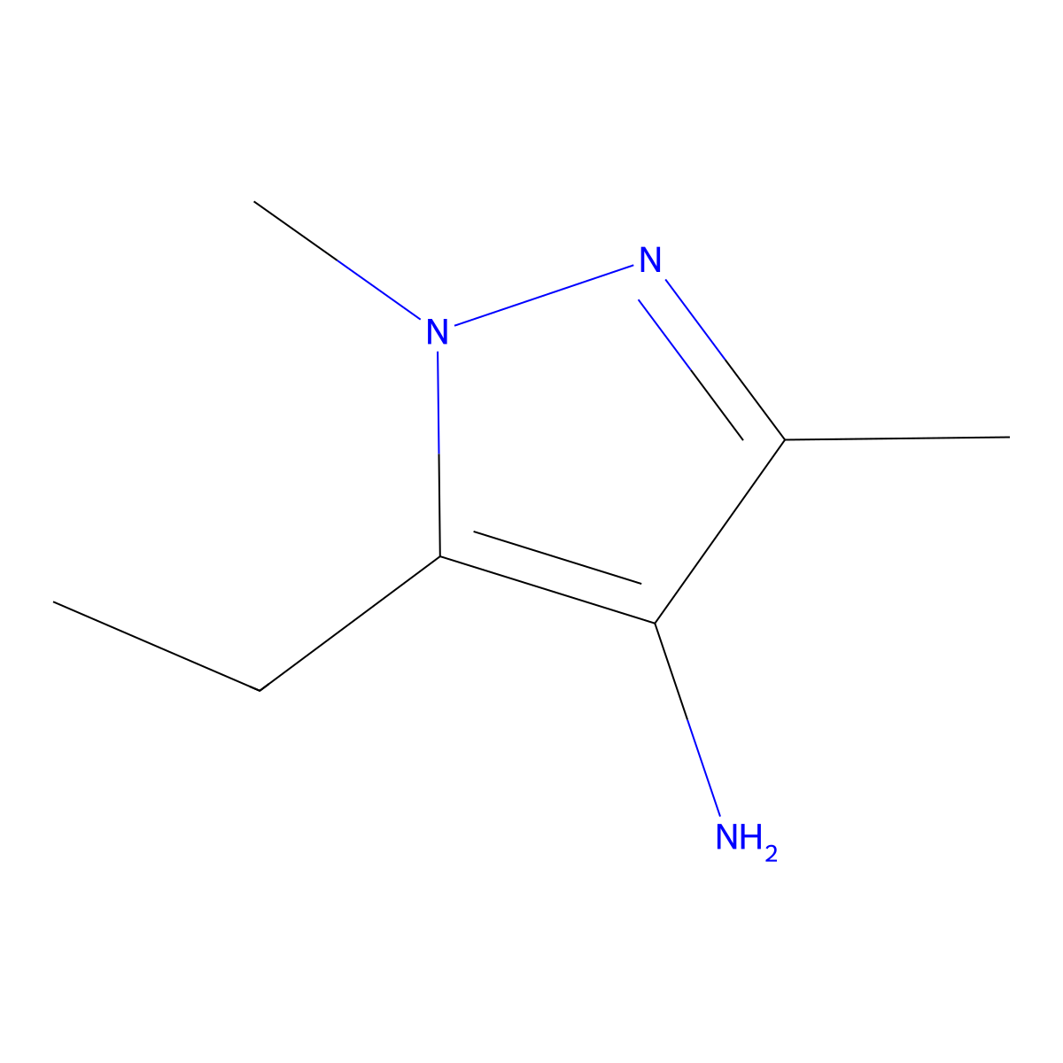 5-ethyl-1,3-dimethyl-1H-pyrazol-4-amine molecular structure, CAS 1542778-32-4