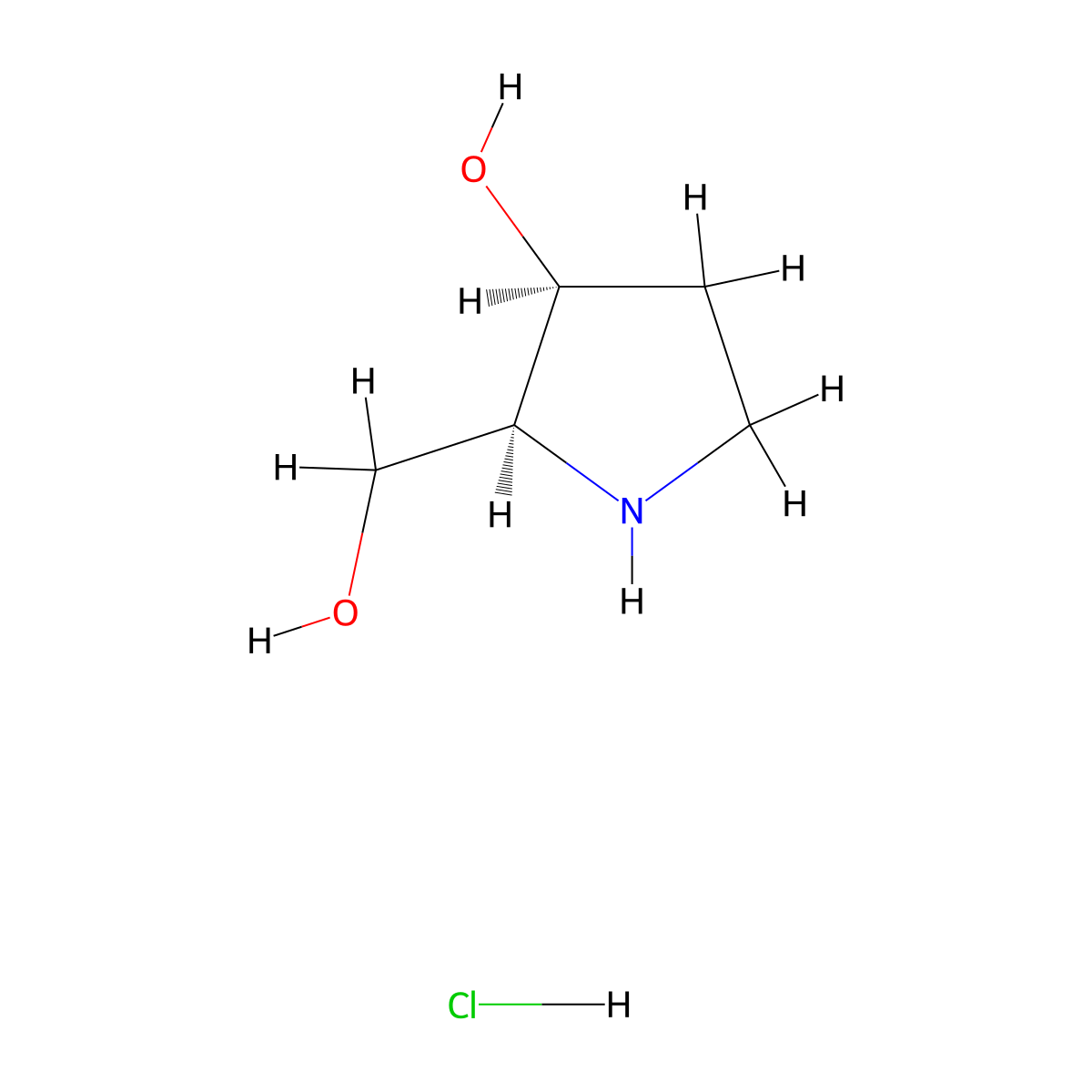(2S,3S)-2-(hydroxymethyl)pyrrolidin-3-ol hydrochloride molecular structure, CAS 154278-84-9