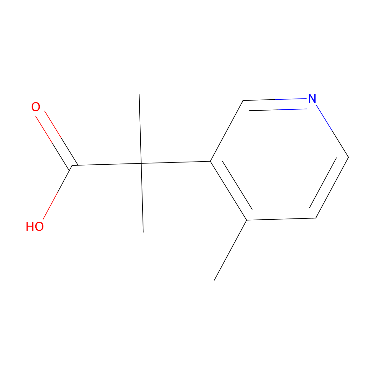 2-Methyl-2-(4-methylpyridin-3-yl)propanoic acid molecular structure, CAS 1542785-38-5