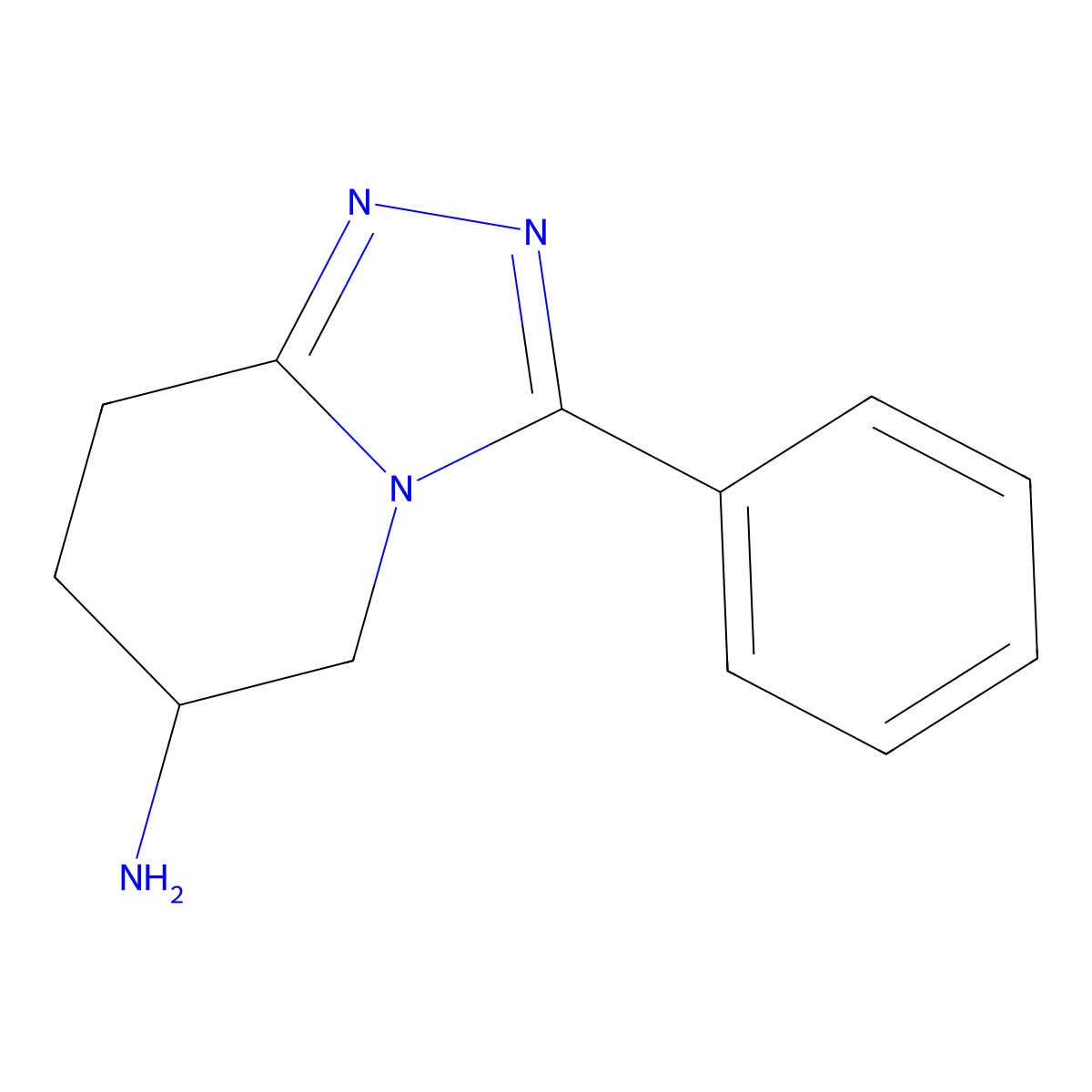 3-phenyl-5H,6H,7H,8H-(1,2,4)triazolo(4,3-a)pyridin-6-amine molecular structure, CAS 1542793-63-4