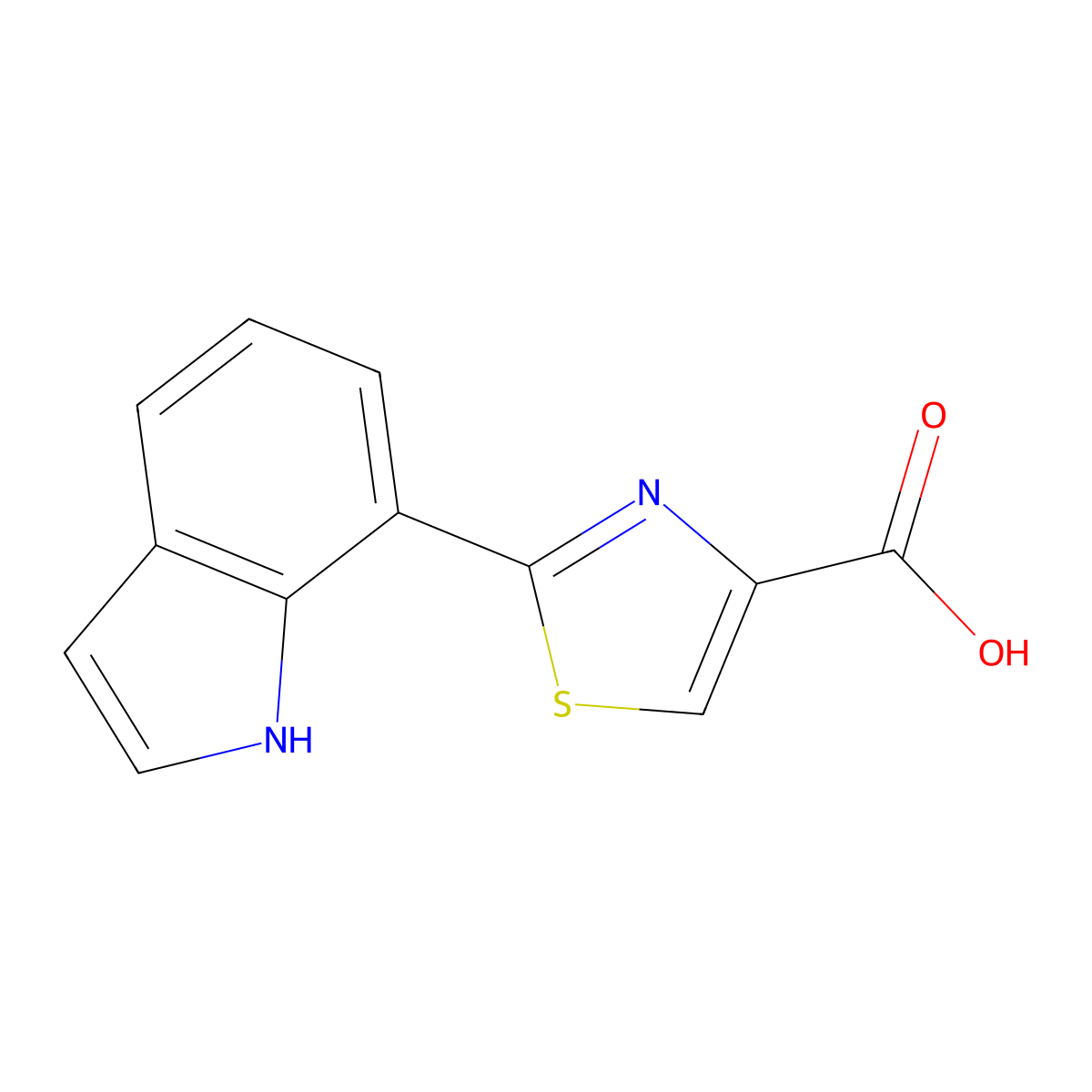 2-(1H-indol-7-yl)-1,3-thiazole-4-carboxylic acid molecular structure, CAS 1542801-36-4