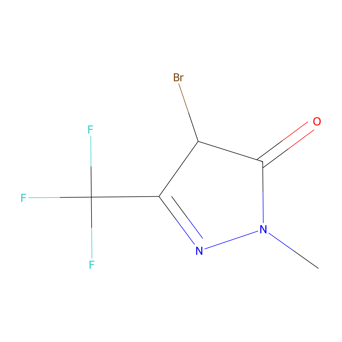 4-bromo-1-methyl-3-(trifluoromethyl)-4,5-dihydro-1H-pyrazol-5-one molecular structure, CAS 1542813-56-8