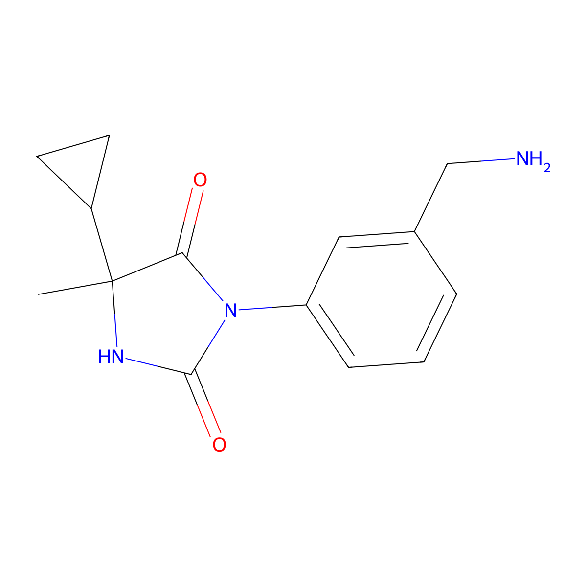 3-[3-(Aminomethyl)phenyl]-5-cyclopropyl-5-methylimidazolidine-2,4-dione molecular structure, CAS 1542815-85-9