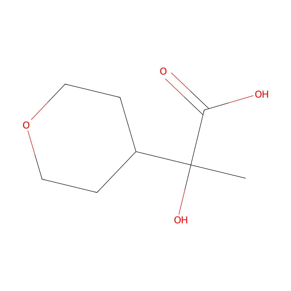 2-Hydroxy-2-(oxan-4-yl)propanoic acid molecular structure, CAS 1542826-26-5