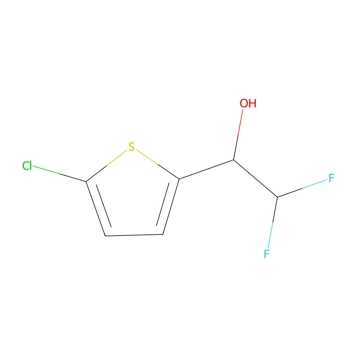 1-(5-Chlorothiophen-2-yl)-2,2-difluoroethan-1-ol molecular structure, CAS 1542836-21-4