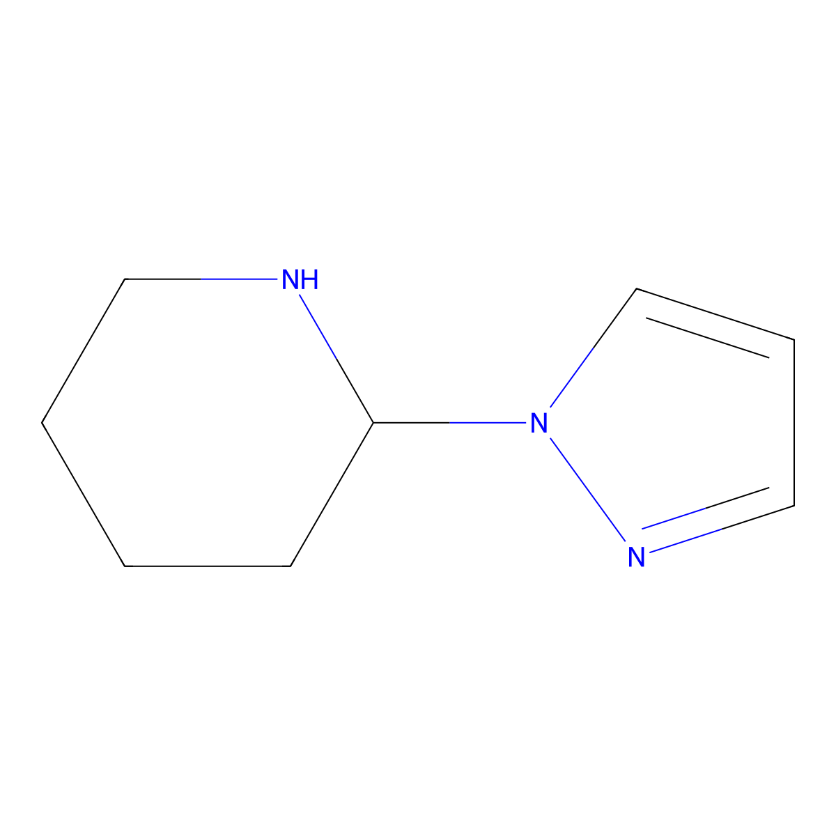 2-(1H-Pyrazol-1-yl)piperidine molecular structure, CAS 1542841-39-3