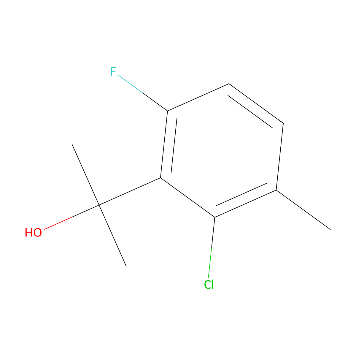 2-(2-Chloro-6-fluoro-3-methylphenyl)propan-2-ol molecular structure, CAS 1542853-00-8