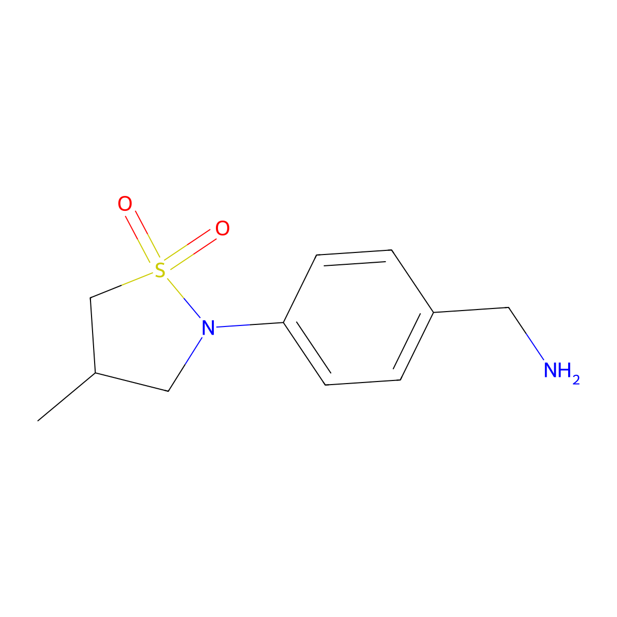 2-[4-(Aminomethyl)phenyl]-4-methyl-1,2-thiazolidine-1,1-dione molecular structure, CAS 1542876-40-3