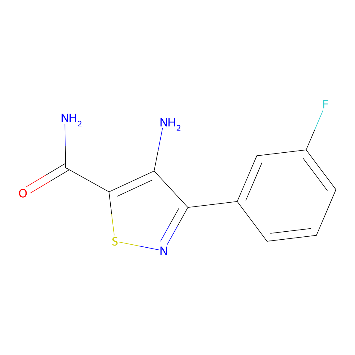 4-Amino-3-(3-fluorophenyl)-1,2-thiazole-5-carboxamide molecular structure, CAS 1542883-45-3