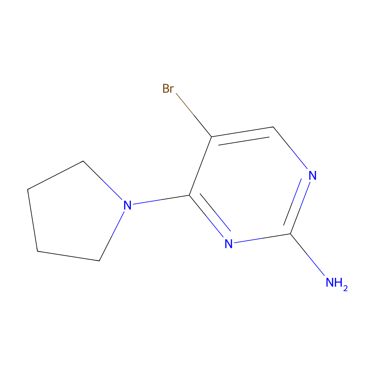 5-Bromo-4-(pyrrolidin-1-yl)pyrimidin-2-amine molecular structure, CAS 1542885-86-8
