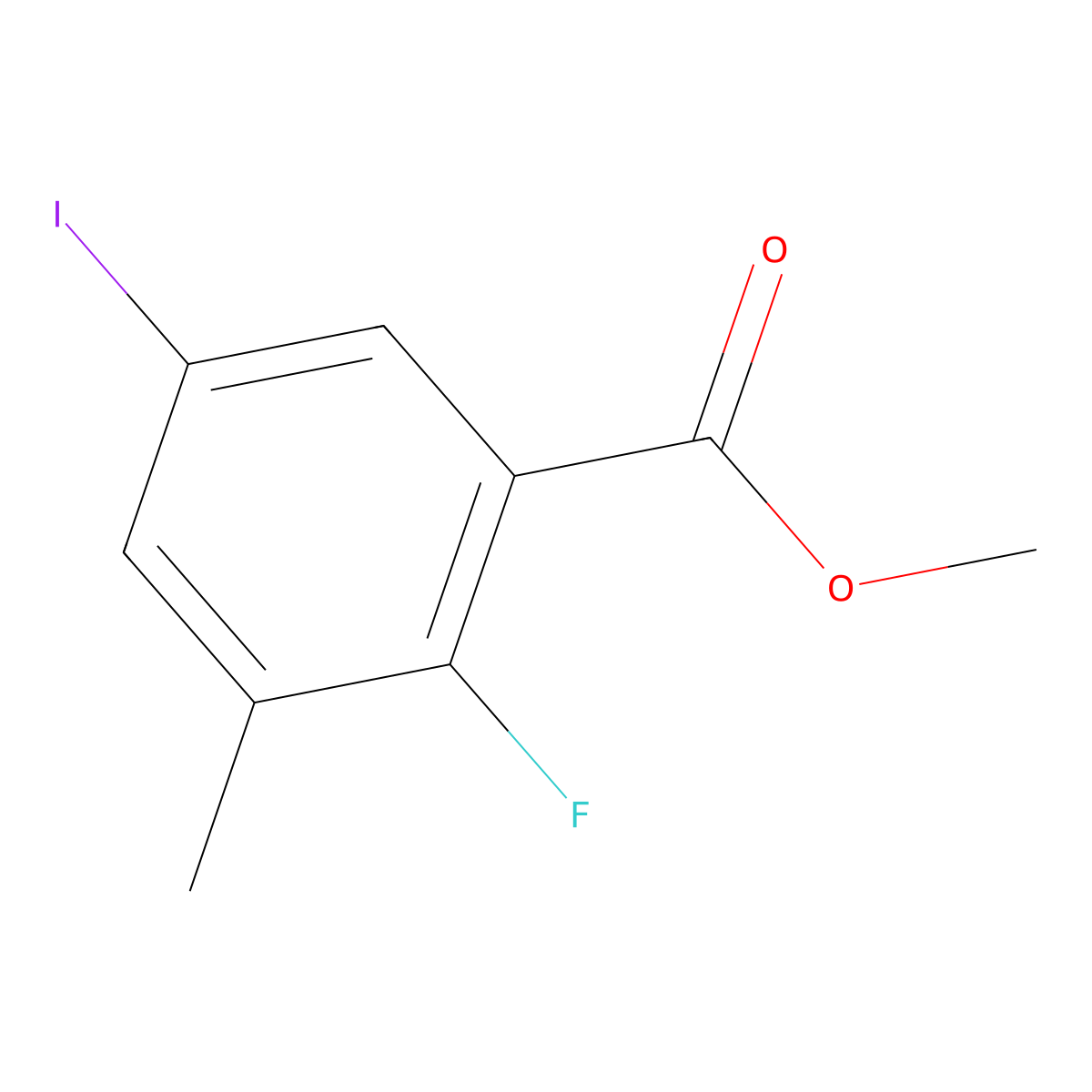 Methyl 2-fluoro-5-iodo-3-methylbenzoate molecular structure, CAS 1542900-42-4
