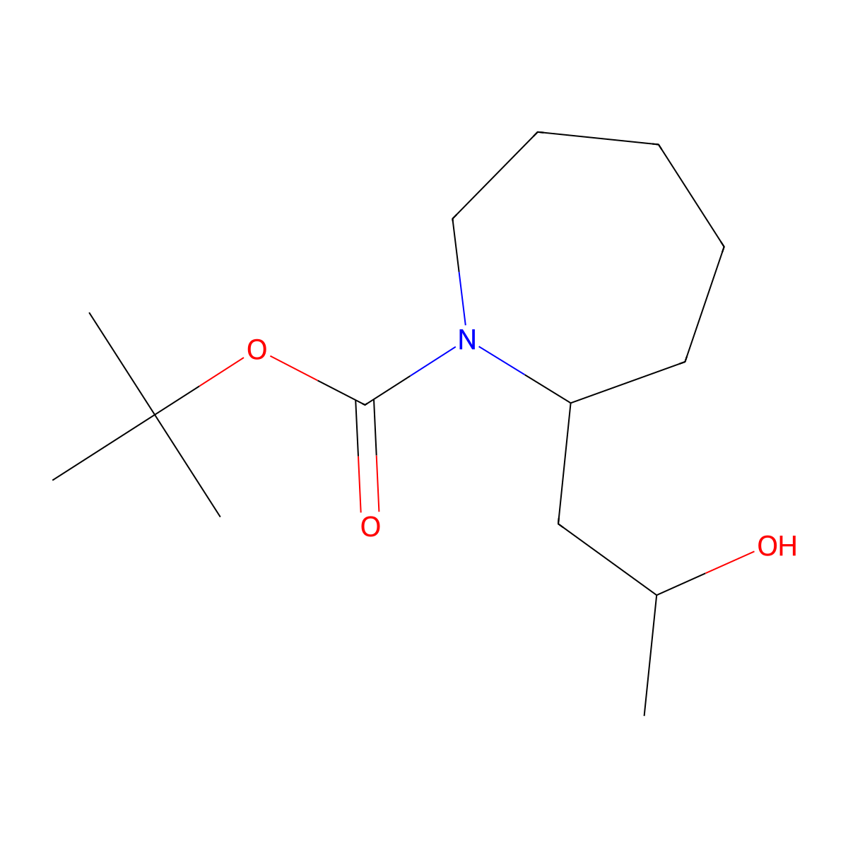 Tert-butyl 2-(2-hydroxypropyl)azepane-1-carboxylate molecular structure, CAS 1542906-96-6