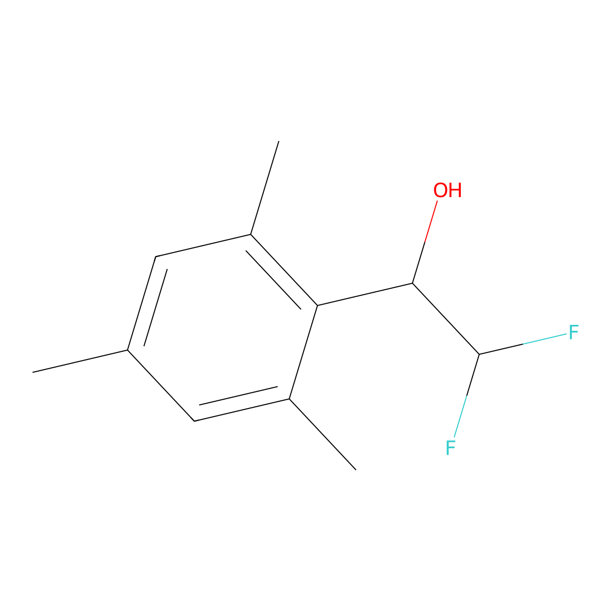 2,2-Difluoro-1-(2,4,6-trimethylphenyl)ethan-1-ol molecular structure, CAS 1542924-16-2