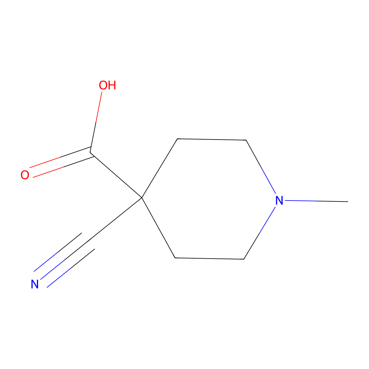 4-Cyano-1-methylpiperidine-4-carboxylic acid molecular structure, CAS 1542938-62-4