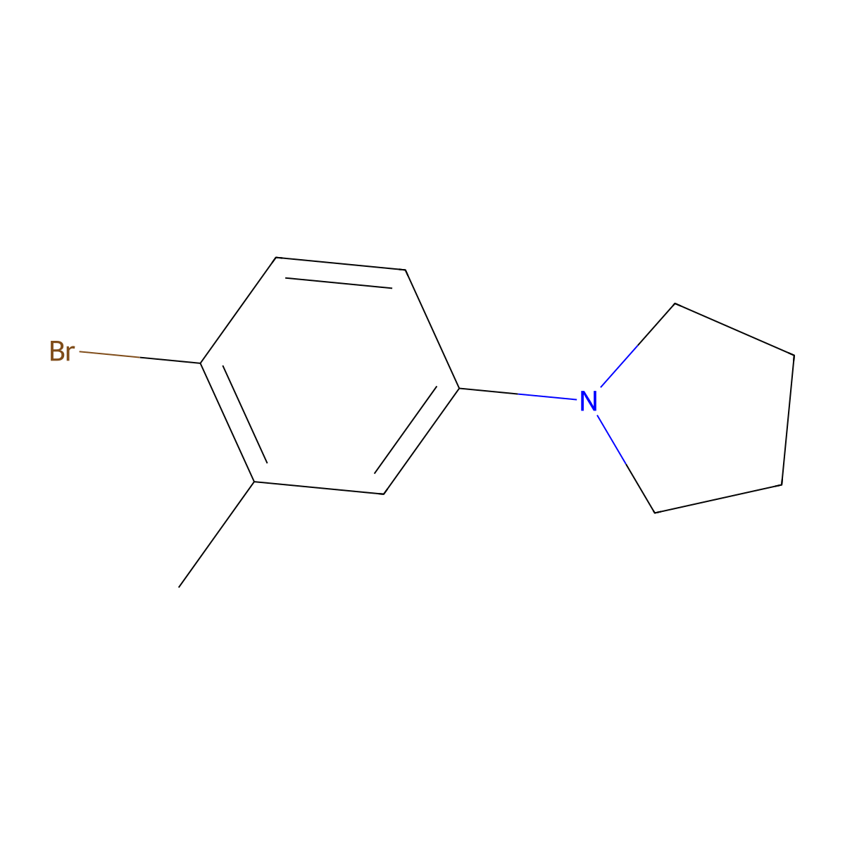 1-(4-Bromo-3-methylphenyl)pyrrolidine molecular structure, CAS 1542944-84-2