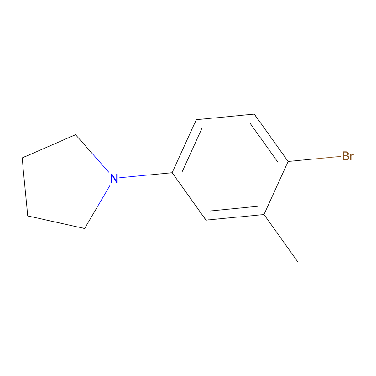 1-(4-Bromo-3-methylphenyl)pyrrolidine molecular structure, CAS 1542944-84-2