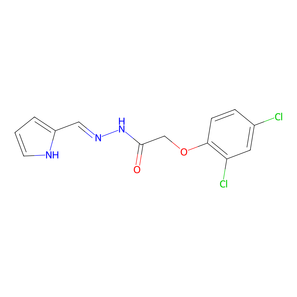 2-(2,4-dichlorophenoxy)-N'-(2-pyrrolylidenemethyl)acetohydrazide molecular structure, CAS 154295-08-6