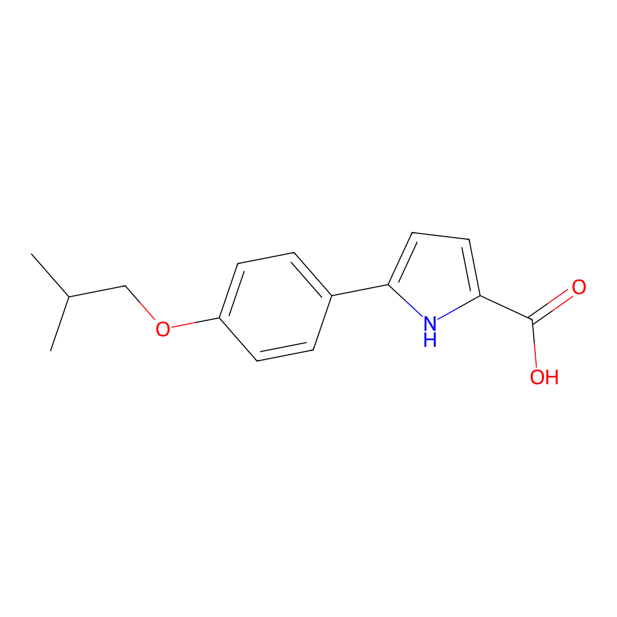 5-(4-Isobutoxyphenyl)-1H-pyrrole-2-carboxylic acid molecular structure, CAS 1542950-01-5