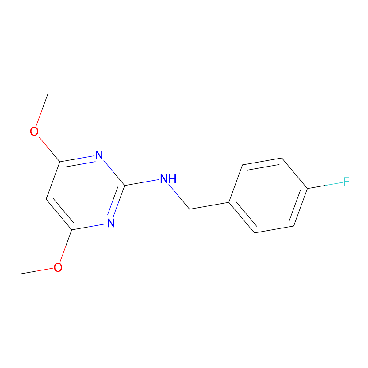 N-[(4-fluorophenyl)methyl]-4,6-dimethoxypyrimidin-2-amine molecular structure, CAS 1542951-20-1