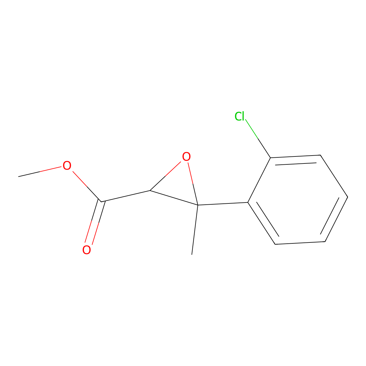 Methyl 3-(2-chlorophenyl)-3-methyloxirane-2-carboxylate molecular structure, CAS 1542973-80-7
