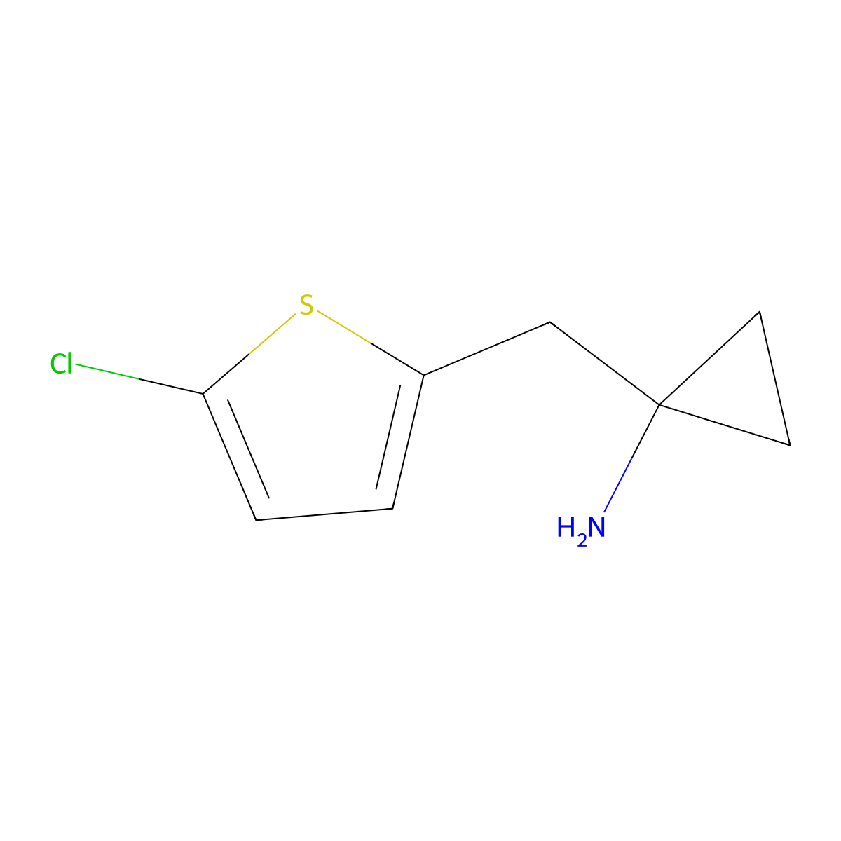1-((5-Chlorothiophen-2-yl)methyl)cyclopropan-1-amine molecular structure, CAS 1542974-36-6