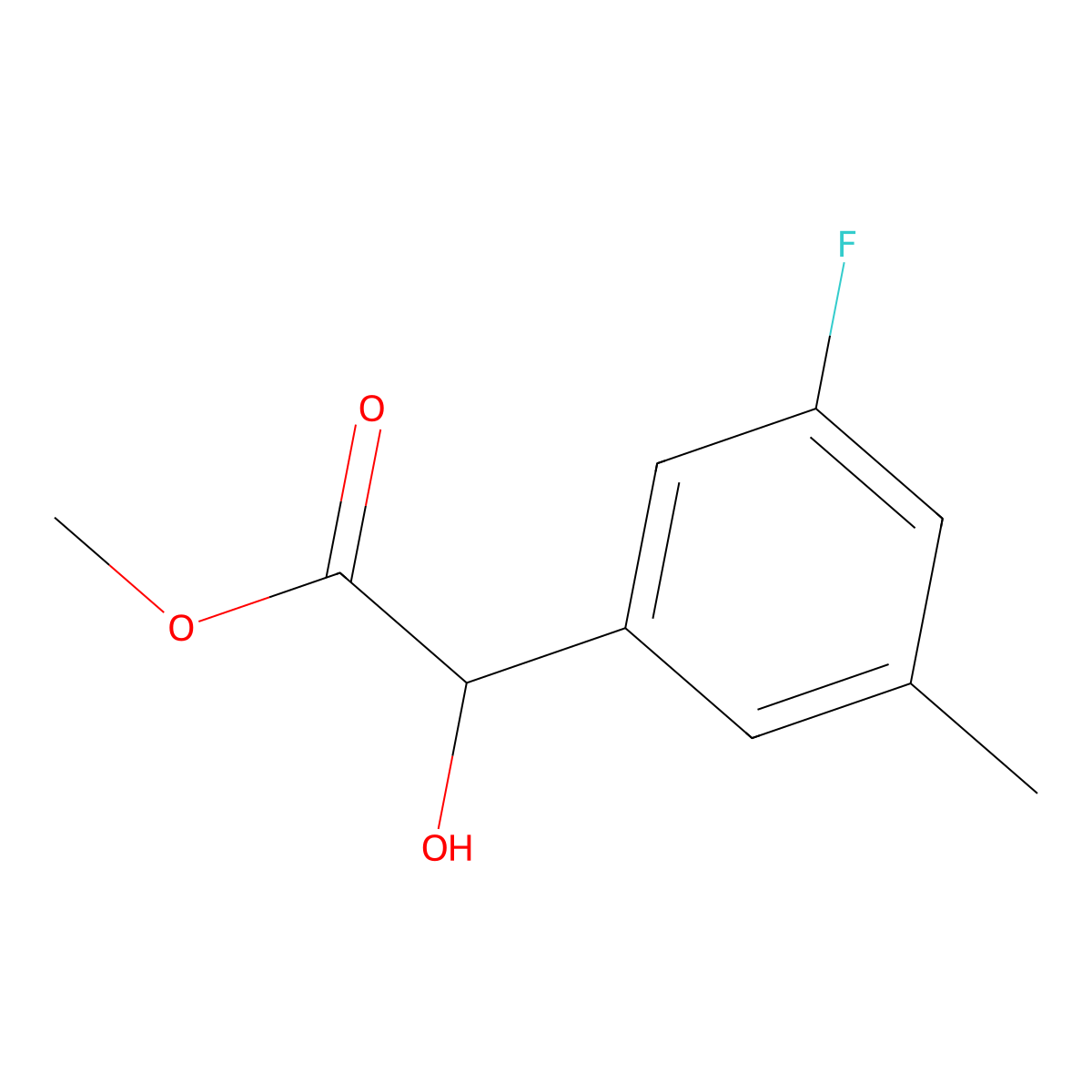 Methyl 2-(3-fluoro-5-methylphenyl)-2-hydroxyacetate molecular structure, CAS 1542978-39-1