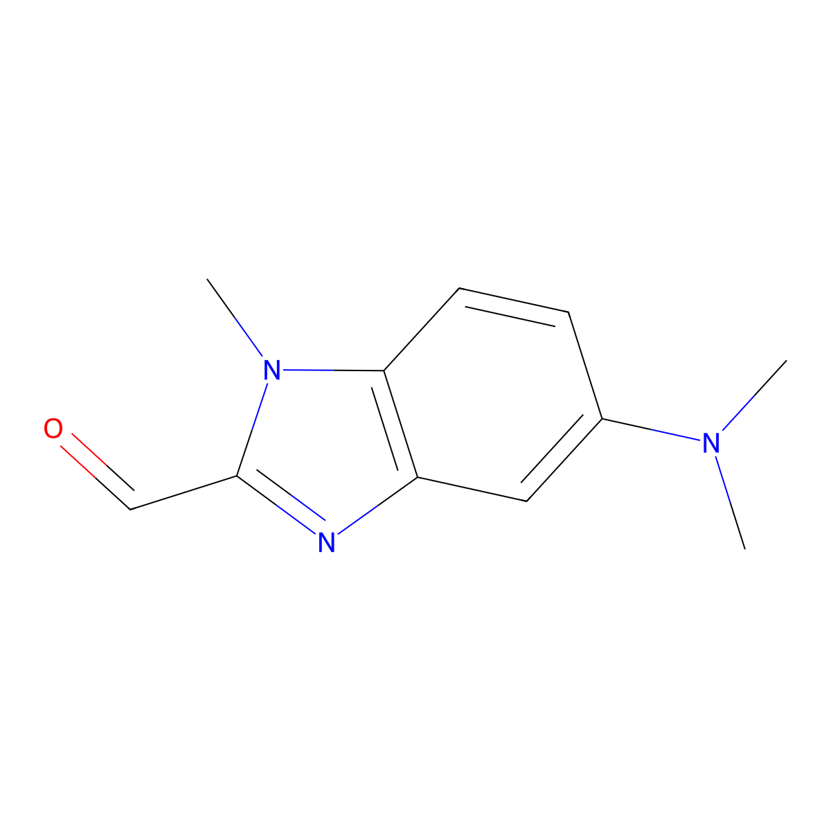 5-(dimethylamino)-1-methyl-1H-1,3-benzodiazole-2-carbaldehyde molecular structure, CAS 1542988-03-3