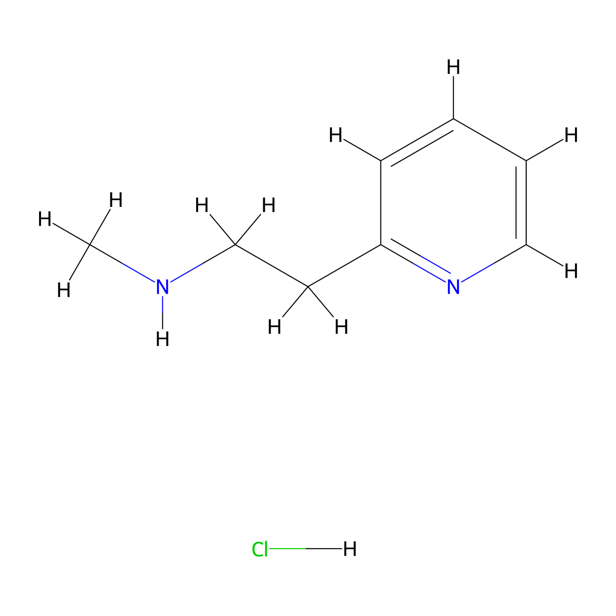Pyridine, 2-(2-(methylamino)ethyl)-, hydrochloride molecular structure, CAS 15430-48-5