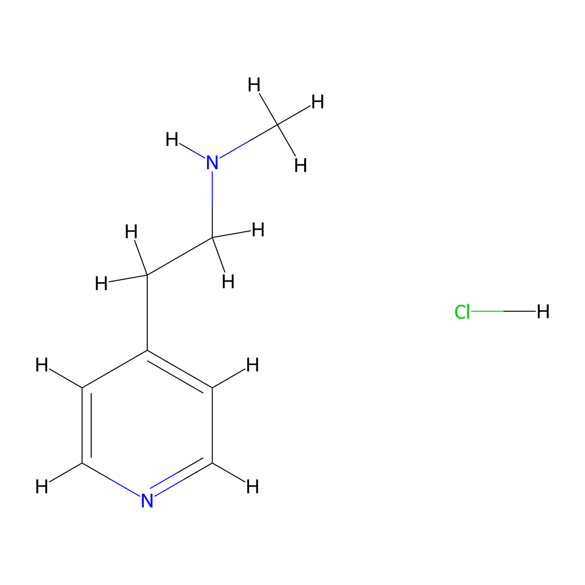 N-Methyl-2-(pyridin-4-yl)ethanamine hydrochloride molecular structure, CAS 15430-49-6