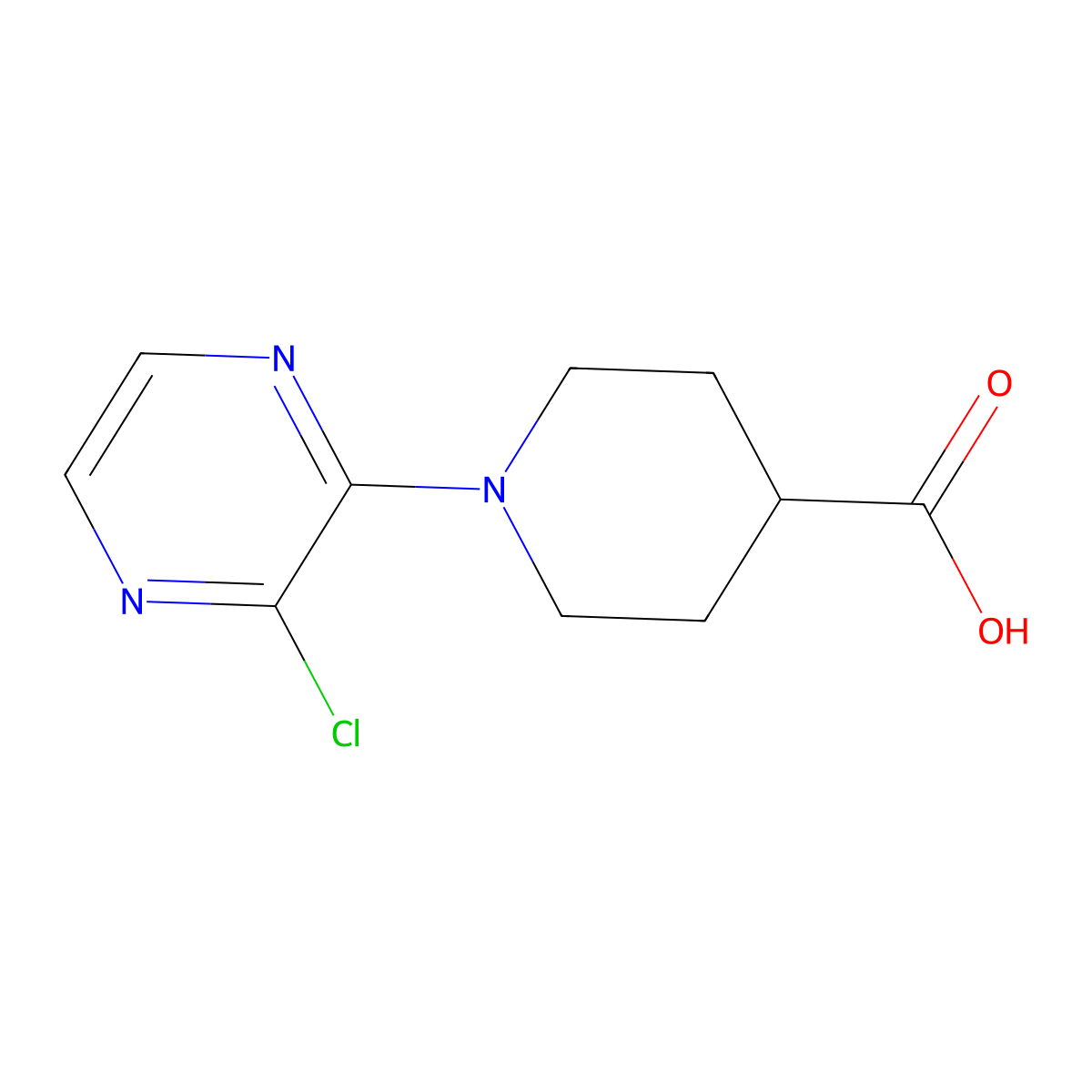 1-(3-Chloro-pyrazin-2-YL)-piperidine-4-carboxylic acid molecular structure, CAS 1543014-69-2
