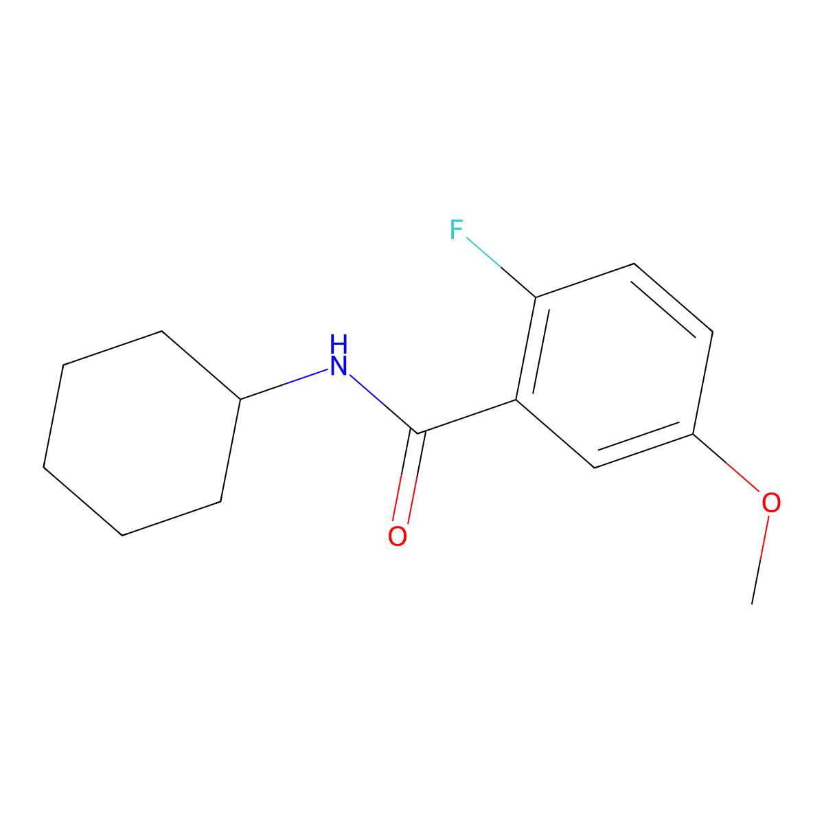 N-cyclohexyl-2-fluoro-5-methoxybenzamide molecular structure, CAS 1543026-16-9