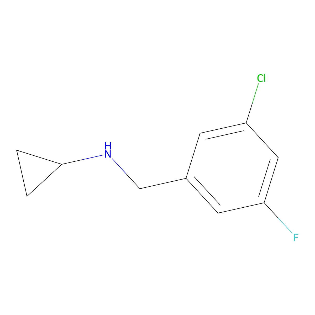 N-[(3-chloro-5-fluorophenyl)methyl]cyclopropanamine molecular structure, CAS 1543028-16-5
