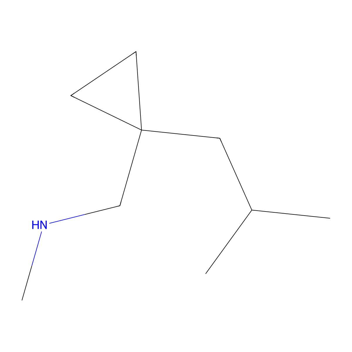 Methyl({[1-(2-methylpropyl)cyclopropyl]methyl})amine molecular structure, CAS 1543050-52-7