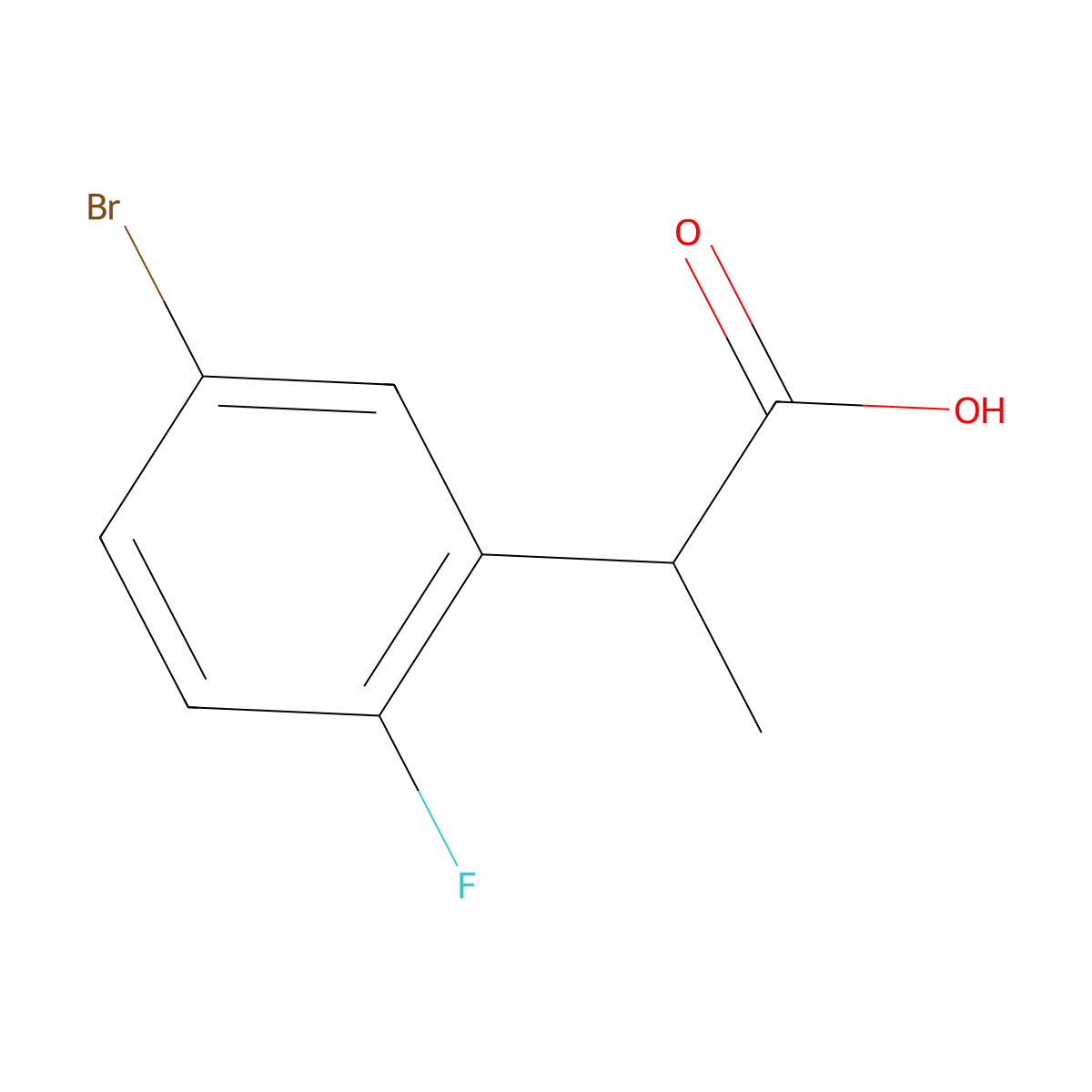 2-(5-Bromo-2-fluorophenyl)propanoic acid molecular structure, CAS 1543064-27-2