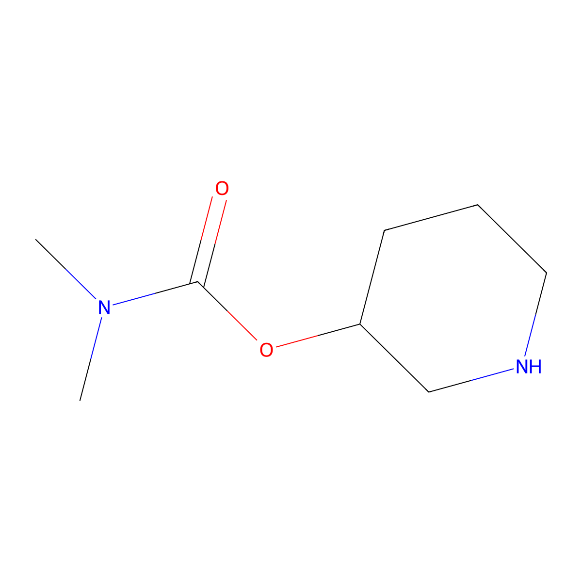 Piperidin-3-yl dimethylcarbamate molecular structure, CAS 1543067-72-6