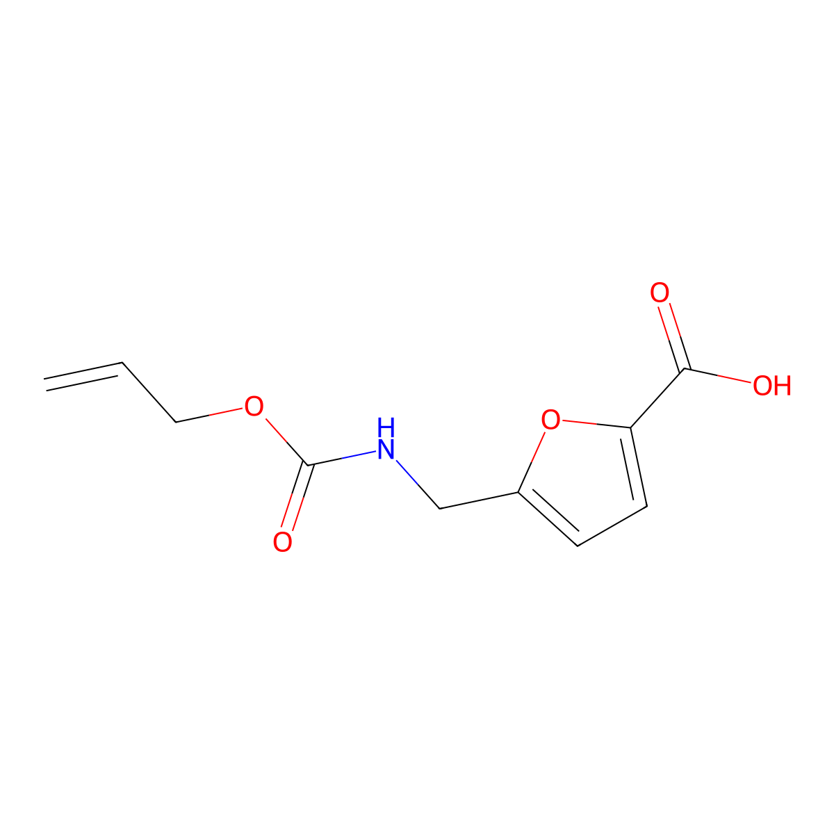 5-({[(Prop-2-en-1-yloxy)carbonyl]amino}methyl)furan-2-carboxylic acid molecular structure, CAS 1543070-09-2