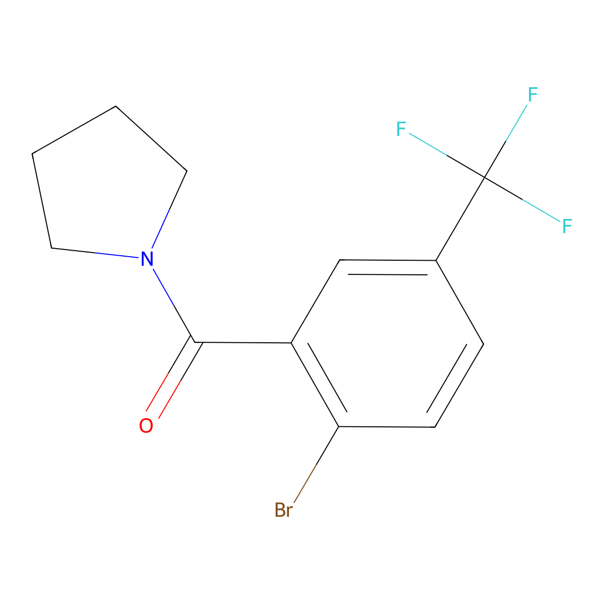(2-Bromo-5-(trifluoromethyl)phenyl)(pyrrolidin-1-yl)methanone molecular structure, CAS 1543076-37-4
