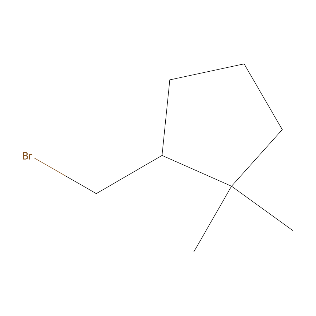 2-(Bromomethyl)-1,1-dimethylcyclopentane molecular structure, CAS 1543085-56-8
