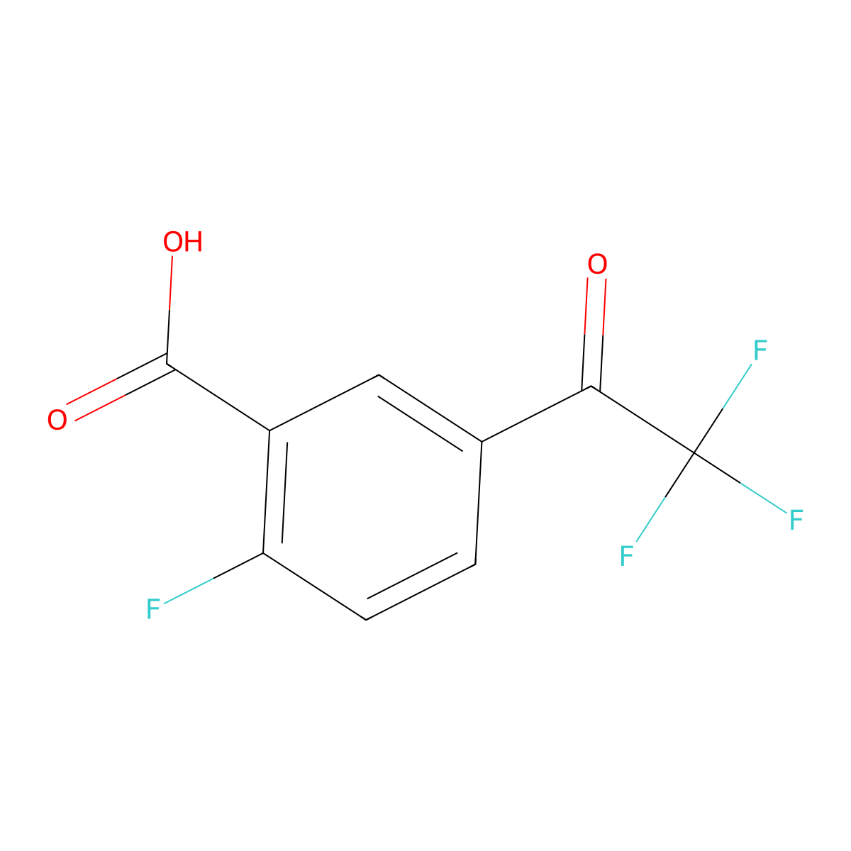 2-Fluoro-5-(trifluoroacetyl)benzoic acid molecular structure, CAS 1543093-16-8