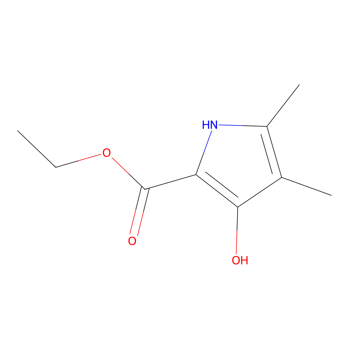 Ethyl 3-hydroxy-4,5-dimethyl-1H-pyrrole-2-carboxylate molecular structure, CAS 15431-51-3