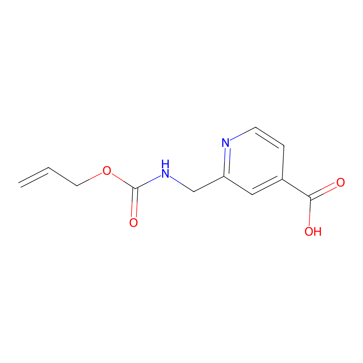2-({[(Prop-2-en-1-yloxy)carbonyl]amino}methyl)pyridine-4-carboxylic acid molecular structure, CAS 1543100-67-9