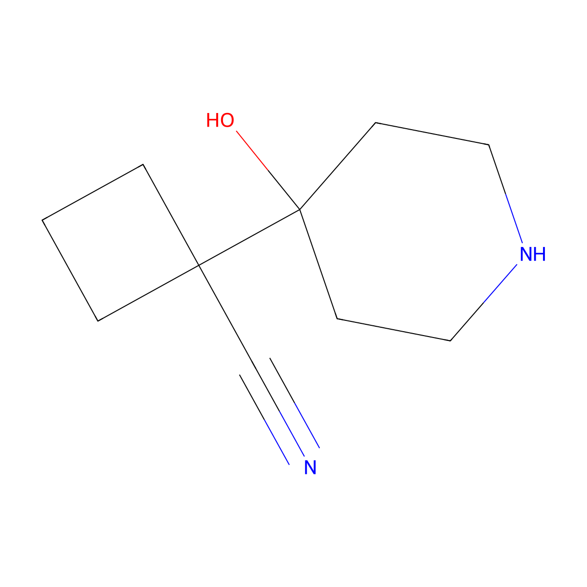 1-(4-Hydroxypiperidin-4-yl)cyclobutane-1-carbonitrile molecular structure, CAS 1543107-69-2