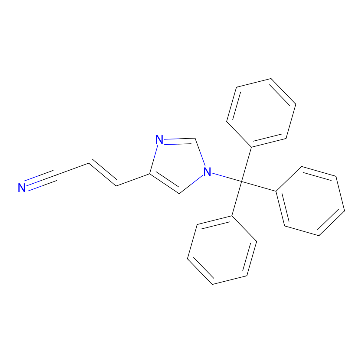 (2E)-3-[1-TRiphenylmethyl)imidazol-4-yl]prop-2-enenitrile molecular structure, CAS 154312-79-5