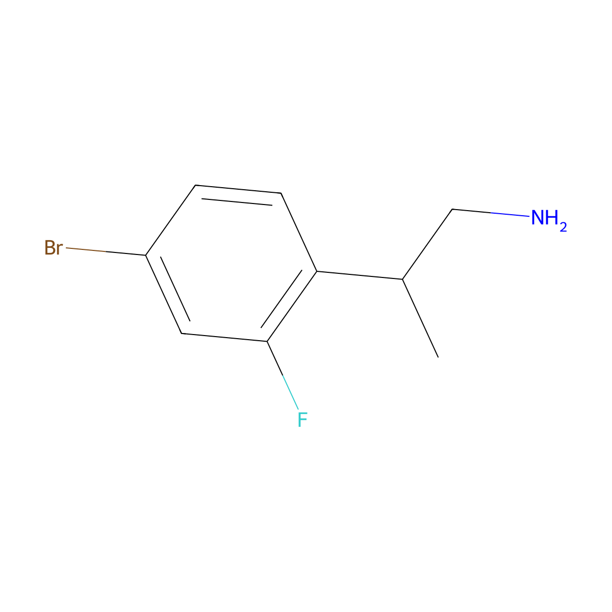 2-(4-Bromo-2-fluorophenyl)propan-1-amine molecular structure, CAS 1543121-68-1
