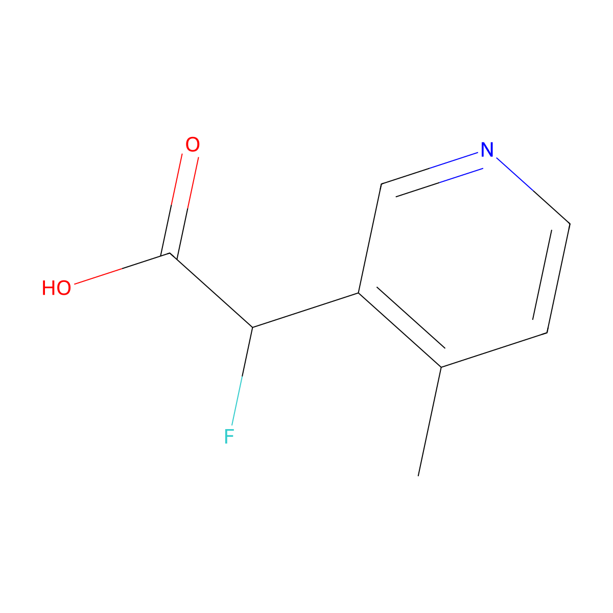 2-Fluoro-2-(4-methylpyridin-3-yl)acetic acid molecular structure, CAS 1543138-34-6