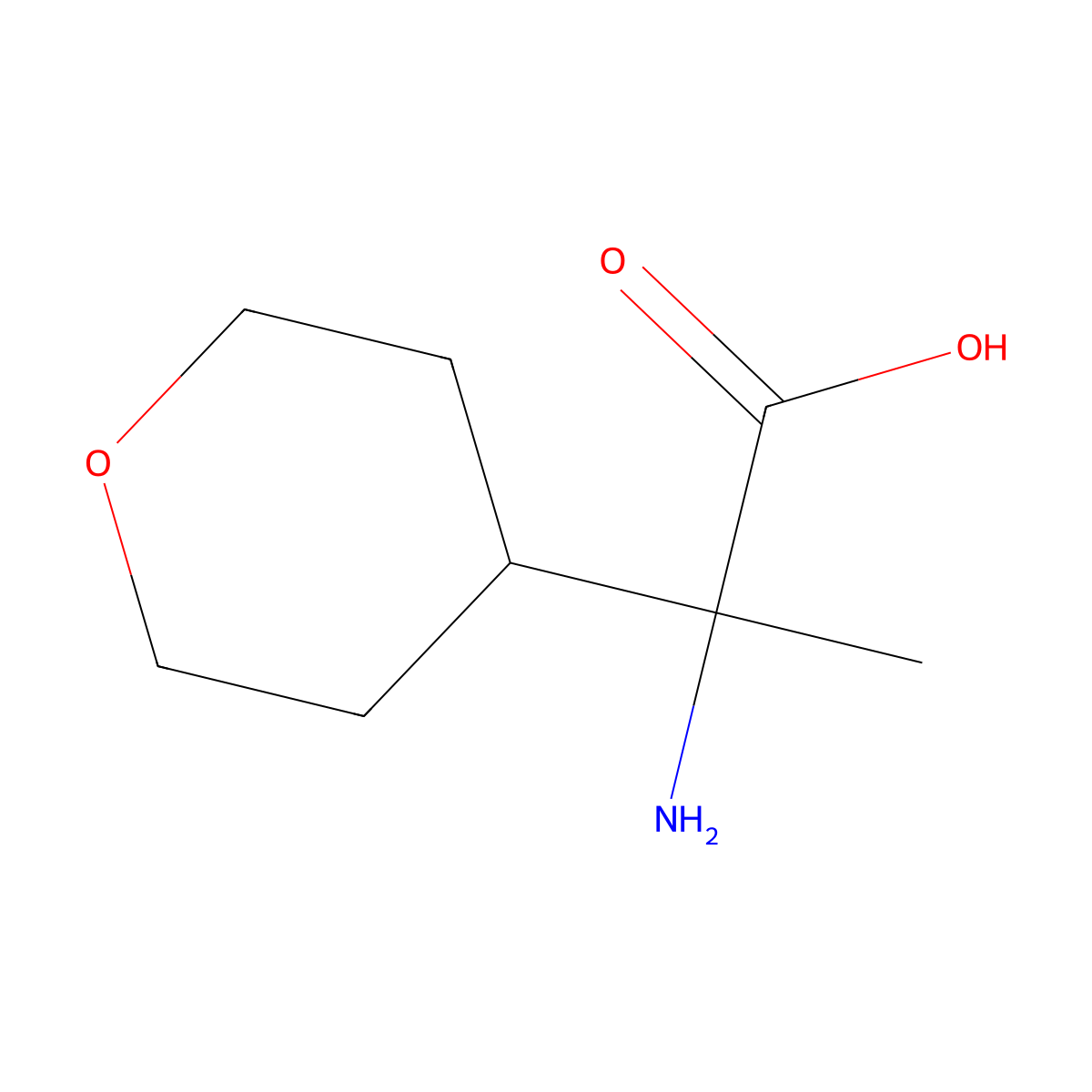 2-Amino-2-(oxan-4-yl)propanoic acid molecular structure, CAS 1543141-49-6