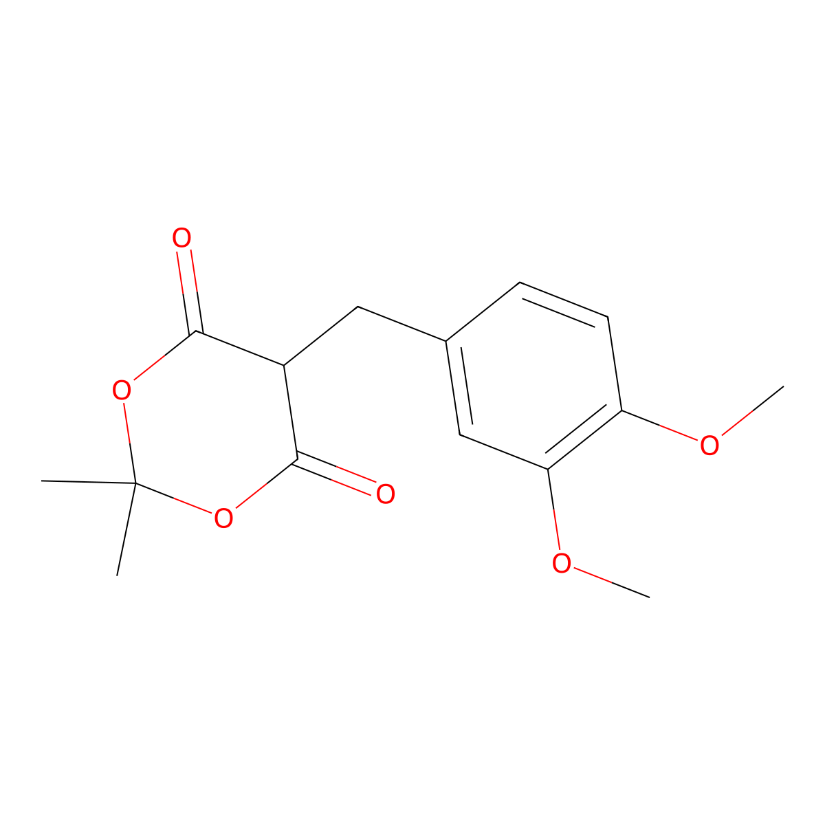 5-(3,4-Dimethoxybenzyl)-2,2-dimethyl-1,3-dioxane-4,6-dione molecular structure, CAS 154317-78-9
